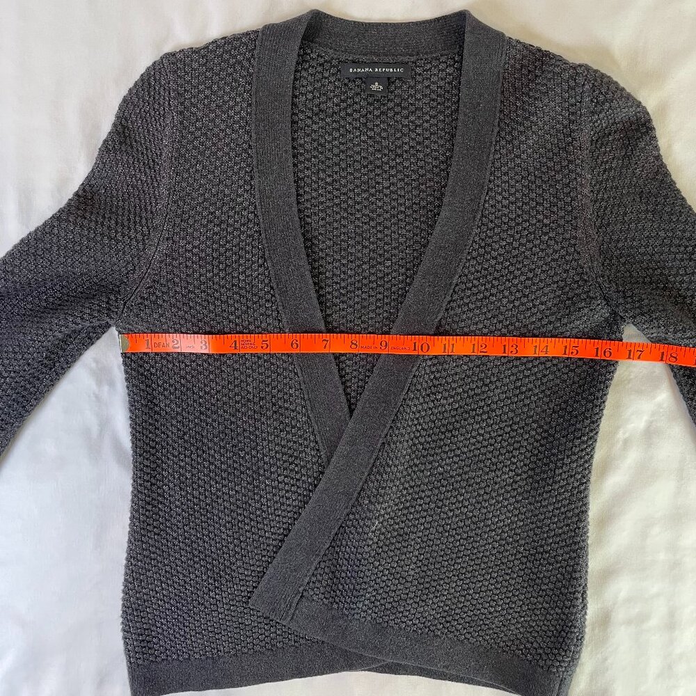 Banana Republic Size S Waffle Knit Cotton Cardigan Gray Open Front Long Sleeves - Picture 5 of 10